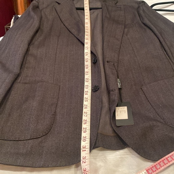 NWT Sartoria Italiana wool cashmere herringbone grey sport coat jacket 44R - Picture 13 of 14